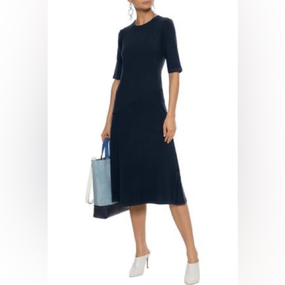 By Malene Birger NWT Pristine Classy Midi Navy Rib Knit Stretch Dress Size XXS